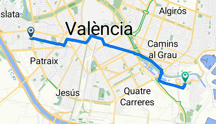 Avinguda de les Tres Creus 30, València to Carrer l'Alqueria del Favero 7, València