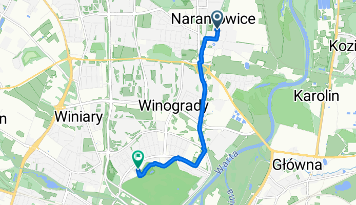 От Rubież 14, Poznań до Za Cytadelą 122A, Poznań
