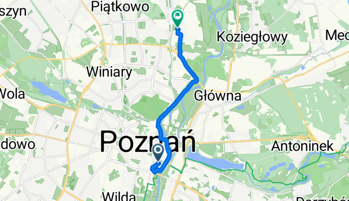 От Hipolita Cegielskiego 1, Poznań до Rubież 12L, Poznań