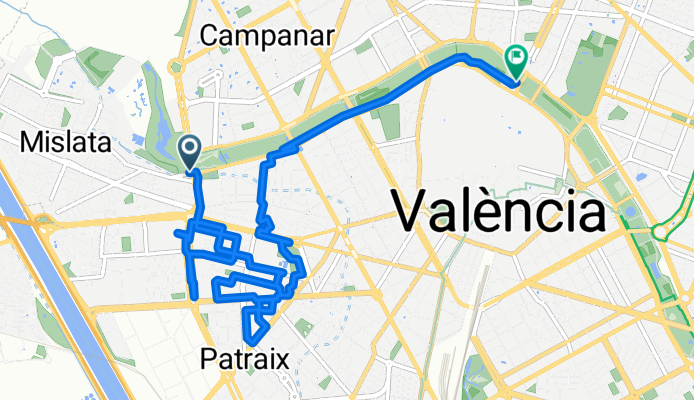 Passeig de la Petxina 77, València to Carrer d'Almassora 7021, València