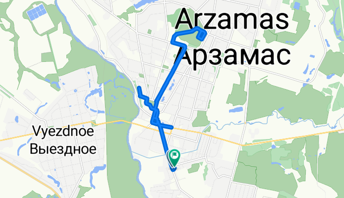 От улица Володарского 73, Арзамас до 1-й Южный переулок 3, Арзамас