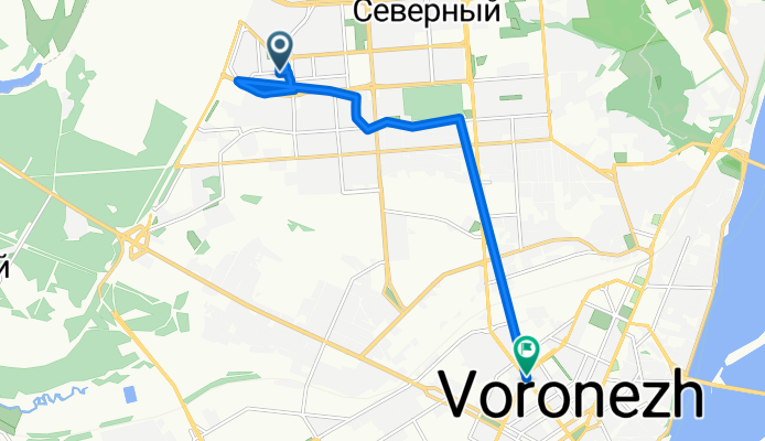 улица Владимира Невского, 3, Воронеж до Плехановская улица, 22А/2, Воронеж