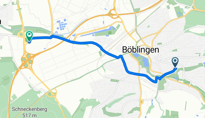 Kornbergstraße 21, Böblingen nach Dornierstraße 19, Böblingen