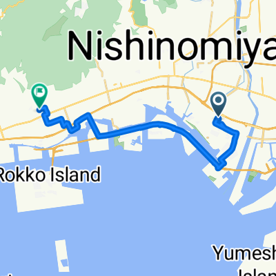 甲子園八番町1-5, 西宮市 to 西岡本2丁目1, 神戸市