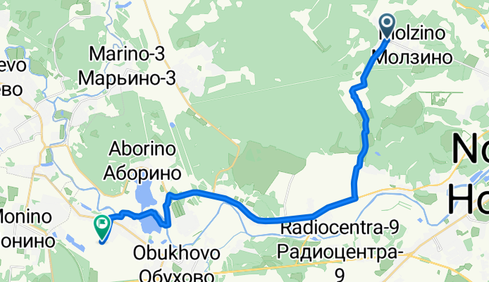 От улица Советская 2, Молзино до Гражданская улица 42, Балобаново