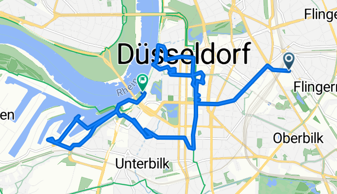 Erkrather Straße 30, Düsseldorf nach Rheinwerft 50, Düsseldorf