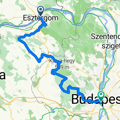 Esztergom - Dorog - Tokod - Annavölgy - Sárisáp - Úny - Pilis - Buda - Chain Bridge - Matild