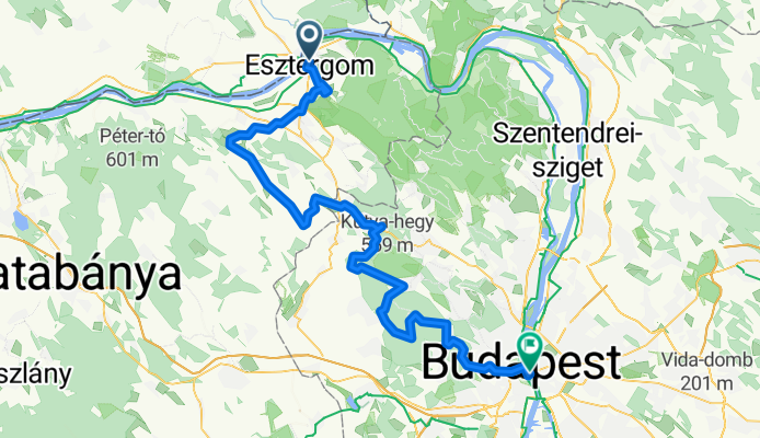 Esztergom - Dorog - Tokod - Annavölgy - Sárisáp - Úny - Pilis - Buda - Chain Bridge - Matild