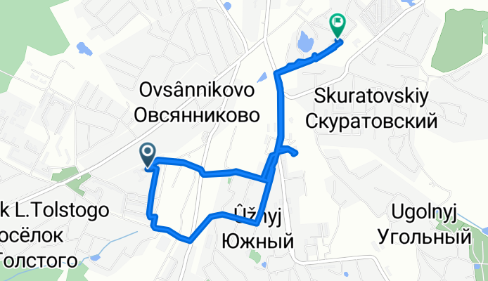 От Скуратовский микрорайон 10, Тула до улица 2-я 27, Тула