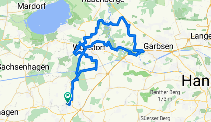 Radtour  von Bad Nenndorf nach Frielingen über Garbsen,  Blauer See und Wunstorf zurück,70.32 km