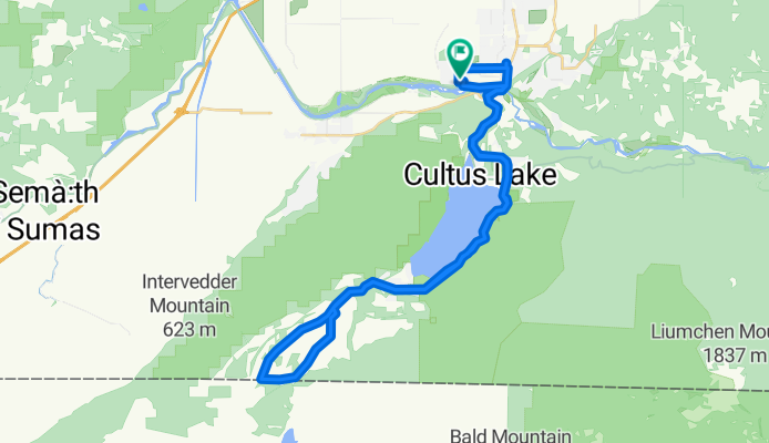 Chilliwack - Circle to Canadian-US border via Lake Cultus, Henderson Rd, and Maple Falls Rd.