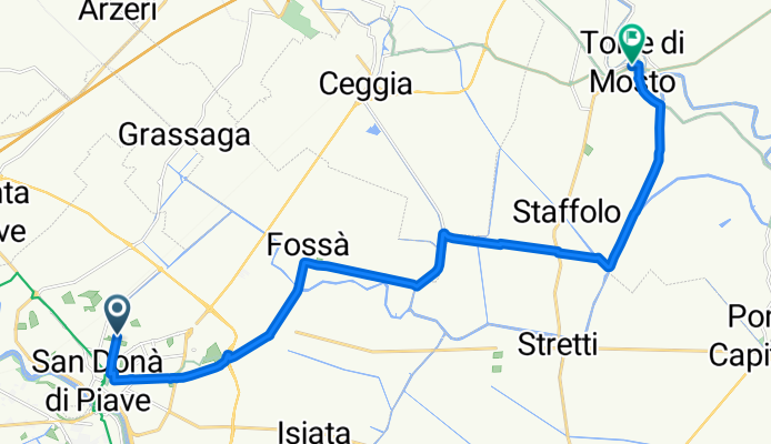 Da Via Brusade 122, San Donà di Piave a Viale Roma 3, Torre di Mosto