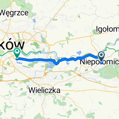 Rynek 5, Niepołomice do Seweryna Goszczyńskiego 1, Kraków