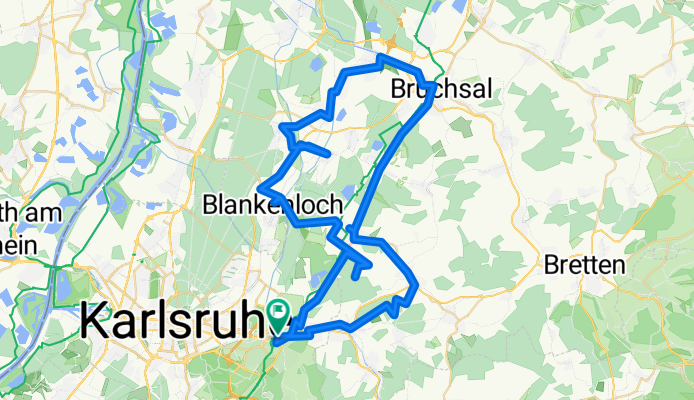 Durlach - Weingarten - Bruchsal - Neuthard - Staffort - Stutensee - Weingarten - Grötzingen - Durlach