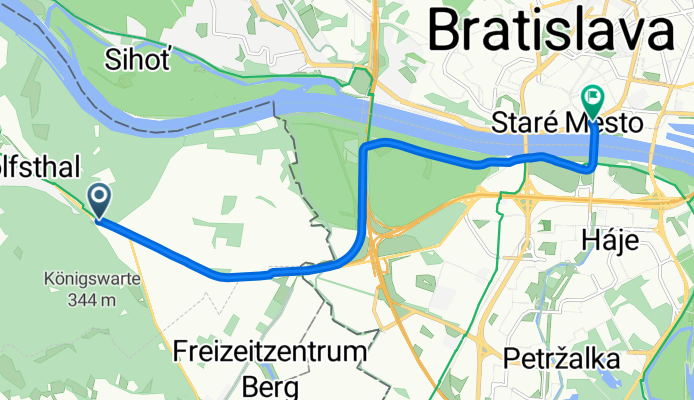 Betriebsstraße 2, Wolfsthal až Dostojevského rad 4533/2, Bratislava Idunaj