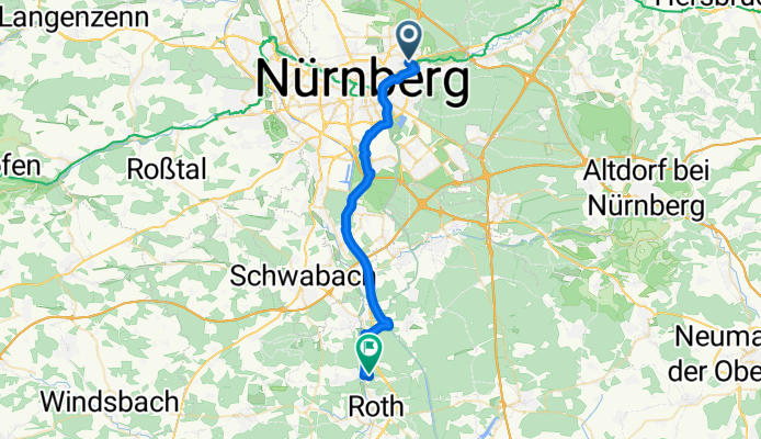 Thumenberger Weg 67, Nürnberg nach Tillystraße 11, Roth