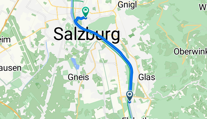 Salzachweg 21A, Elsbethen nach Haydnstraße 1, Salzburg