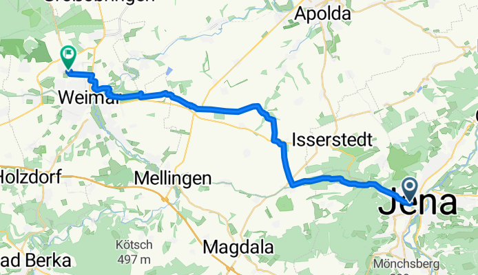 Jena - Weimar über Feldwege