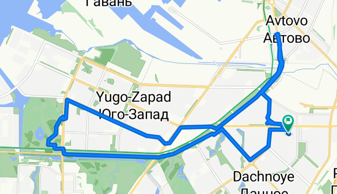 Ленинский проспект, 127 к2, Санкт-Петербург до Ленинский проспект, 125 к3, Санкт-Петербург