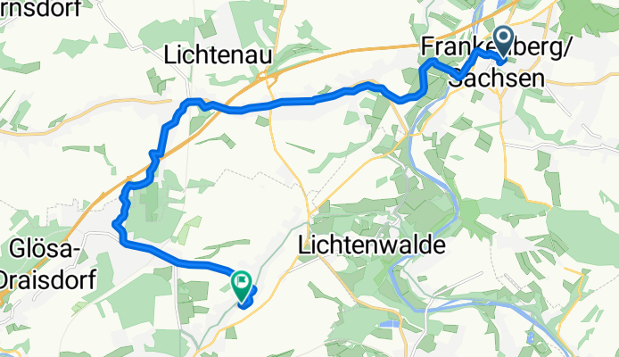 Lutherplatz 1, Frankenberg/Sachsen nach Ortelsdorfer Straße 17, Chemnitz