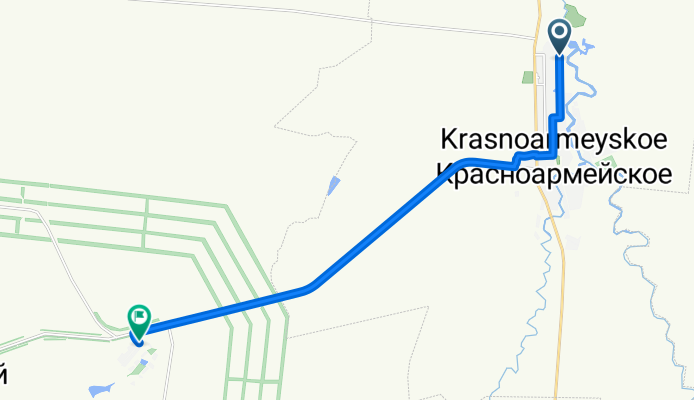 От улица Чапаева 196, Красноармейское до улица Космическая, Колыбеловка