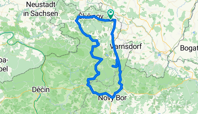Jiříkov - Jedlová - Nový Bor - Č. kamenice - K. Lípa - V. Šenov - Jiříkov