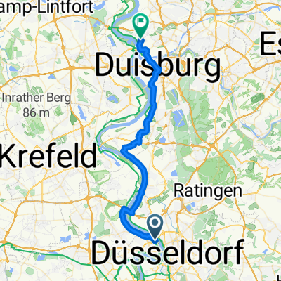 Theodor-Heuss-Brücke, Düsseldorf nach Arndtstraße 9, Duisburg