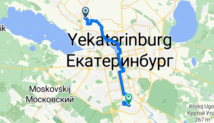 От улица Пехотинцев 12, Екатеринбург до улица Академика Шварца 12/1, Екатеринбург