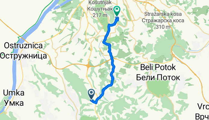 Krivih njiva 4Б, Belgrade to Милоја Ђака 17, Belgrade