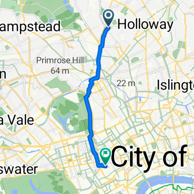 21A Southcote Road, London to 20 City Of Westminster Dwellings, Marshall Street, London