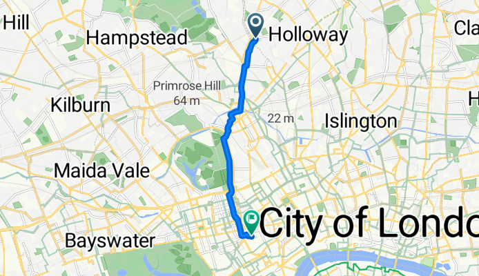 21A Southcote Road, London to 20 City Of Westminster Dwellings, Marshall Street, London