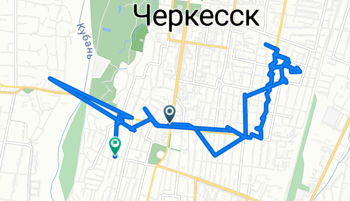 От Ставропольская улица 41, Черкесск до Ключевой переулок 5, Черкесск