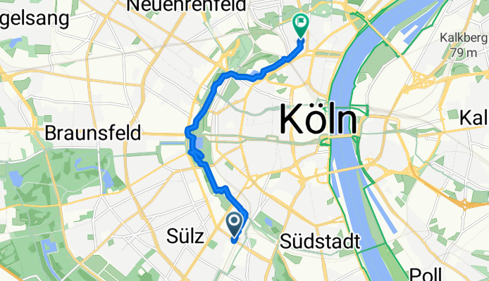 Rudolf-Amelunxen-Straße 52, Köln nach Balthasarstraße 43, Köln