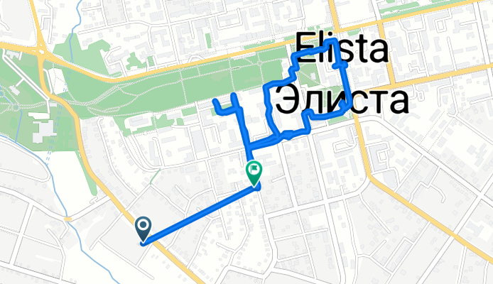 От улица Кирова 29, Элиста до улица имени Мал. В. Хонинова 30, Элиста