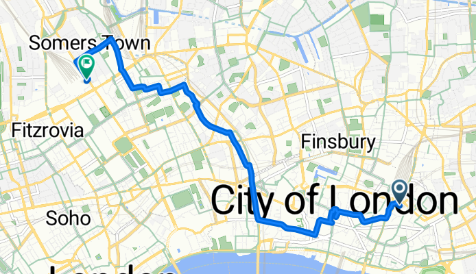 80-100 Bishopsgate, London to 1 Eversholt Street, London