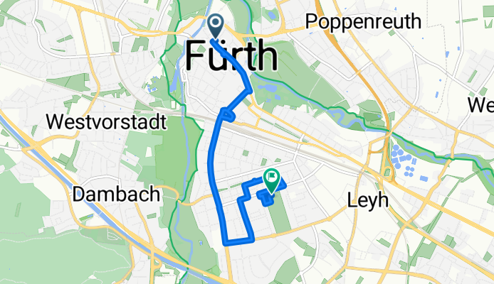 Route nach Flößaustraße 86C, 90763 Fürth