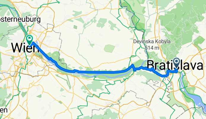 Dunajská 26, Bratislava nach Lassallestraße 3, Wien