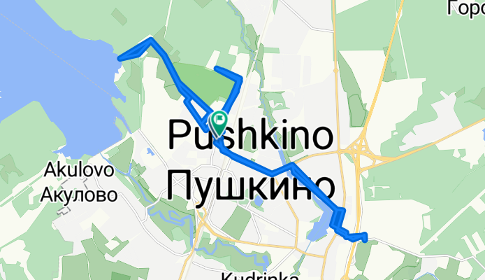 От улица Добролюбова 21, Пушкино до улица Добролюбова 32, Пушкино