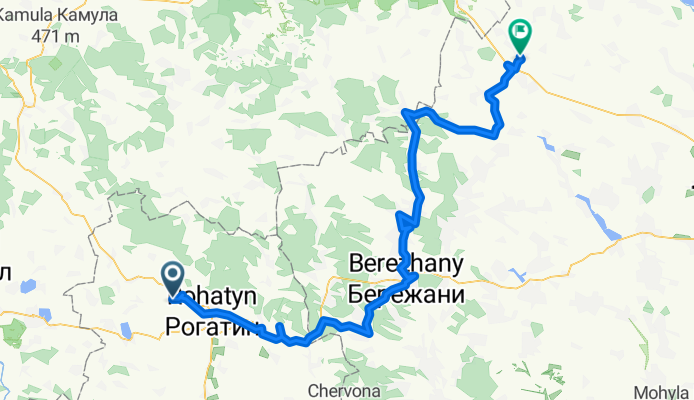 Черче -  Ходорів - Рогатин - Бережани - Зборів