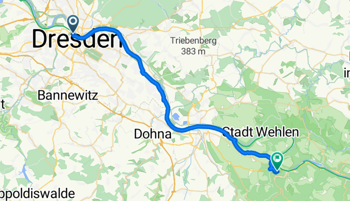 Devrientstraße 12, Dresden nach Festung Königstein 2, Königstein