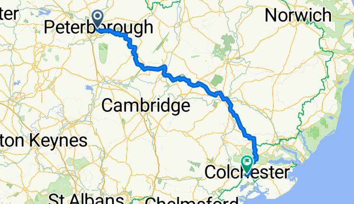 Whsmith, Station Road, Peterborough to 1 Sir Isaacs Walk, Colchester