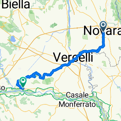 Novara über Vercelli nach Crescentino