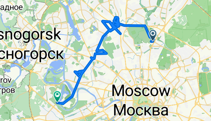 От улица Бориса Галушкина, Москва до Крылатская улица 2А, Москва