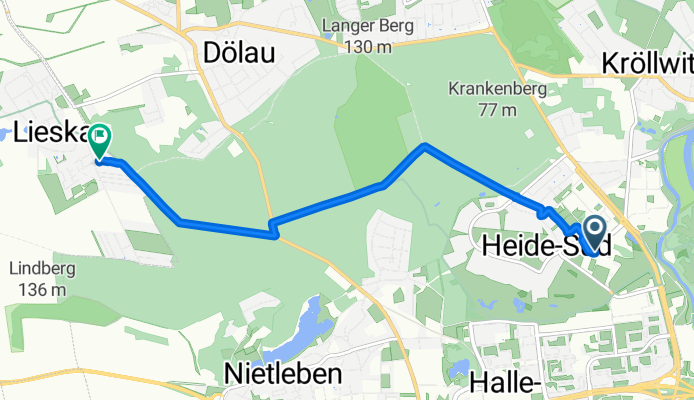 Daniel-Vorländer-Straße 12, Halle (Saale) nach Heidestraße 29, Salzatal