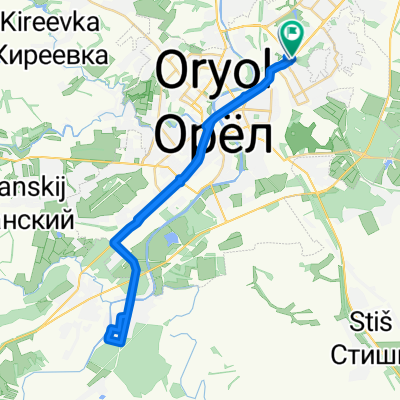 От Московское шоссе 29, Орёл до Московское шоссе 46, Орёл