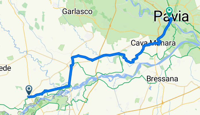 Via Roma 82, Pieve del Cairo nach Corso Camillo Benso Cavour 32F, Pavia