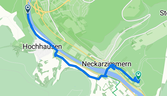 Hochhäuser Straße 46, Obrigheim naar Hornberger Weg 2, Neckarzimmern