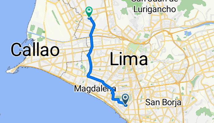 De Calle Almirante Lord Cochrane 344 G, Miraflores a Parque N°3 Familias Unidas, San Martín de Porres