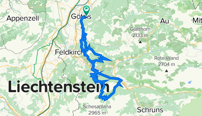 Götzis - Übersaxen - Düns -  Nenzing - Furklaalpe - Brand - Bludenz - Nenzing - Götzis