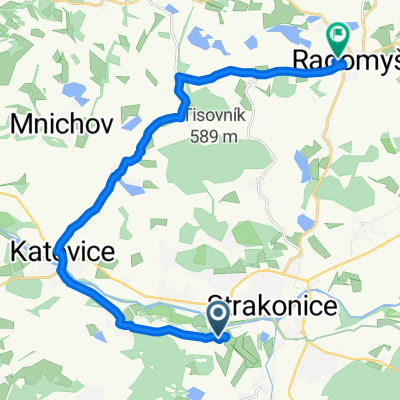 z práce přes Pracejovice a Katovice